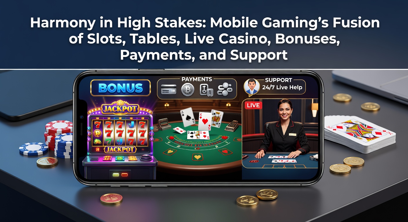 Mobiele gokschermen tonen slots, roulette tafels en live dealers in harmonieuze integratie op een smartphone
