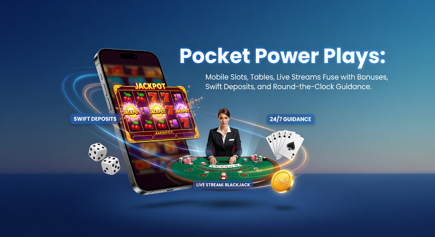 Mobiele telefoon met draaiende slots, live dealer tafels en bonus iconen op een dynamisch scherm, symboliserend naadloze integratie in pocket gokken