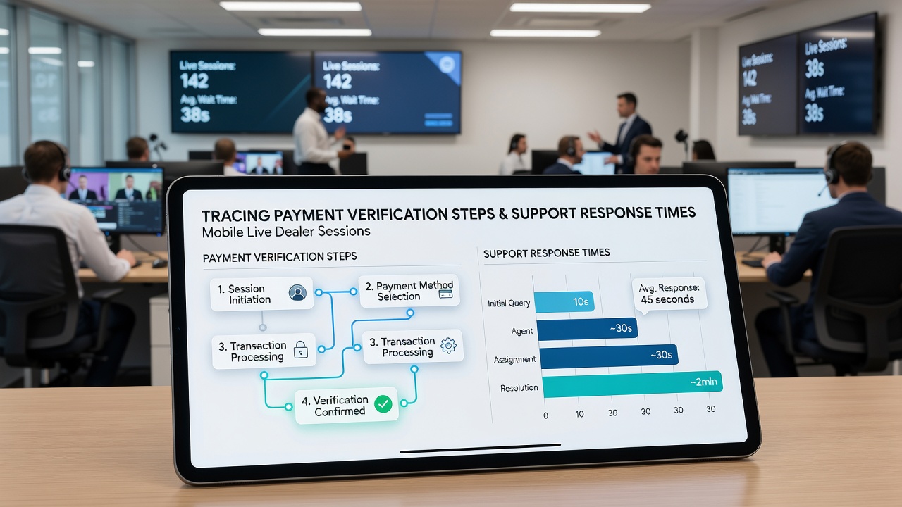 Analyse van supportreactietijden met grafieken en voorbeelden uit mobiele live dealer sessies